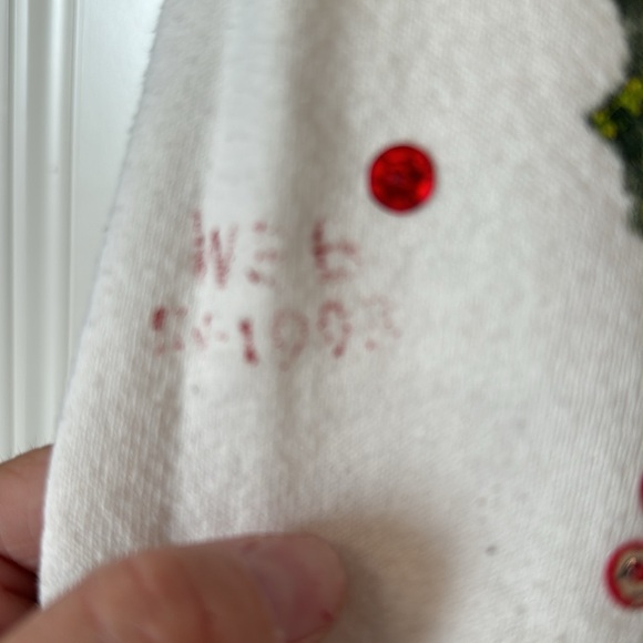 Unique Hand-Painted Vintage Ugly Christmas Sweater mistletoe sequence size Large - Picture 7 of 13